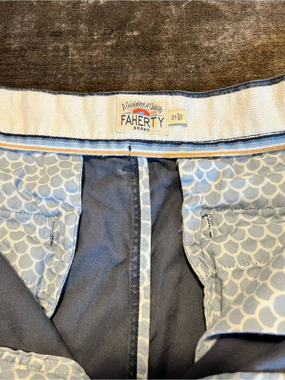 Faherty Slate Blue Classic Flat-Front Chino Shorts